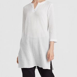 Eileen Fisher White Textured Tunic Top